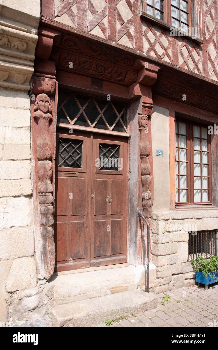 Maison construite en 1538, Josselin, Bretagne Banque D'Images Maison construite en 1538, Josselin, Bretagne Banque D'Images