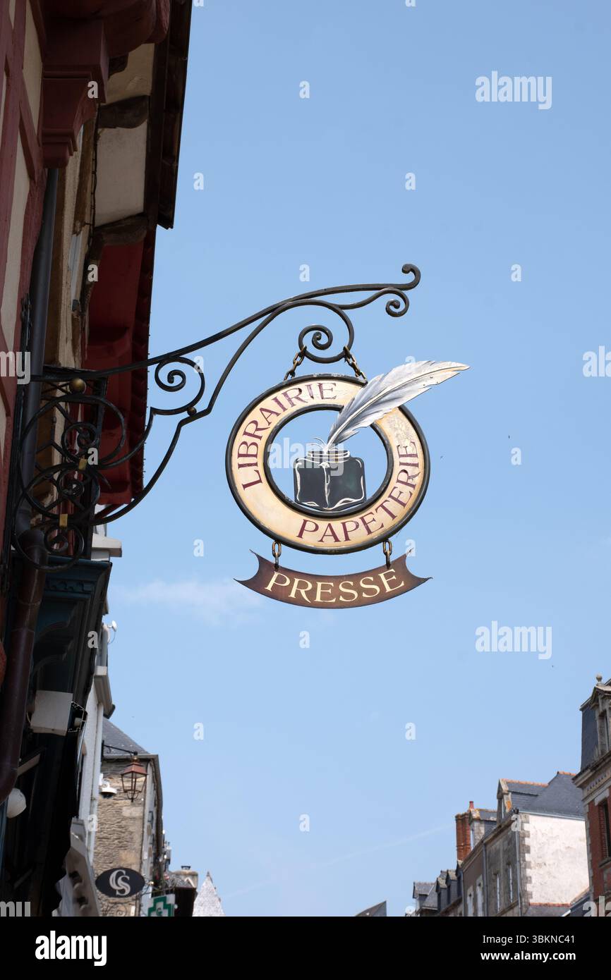 Librairie, enseigne de presse, Josselin Banque D'Images
