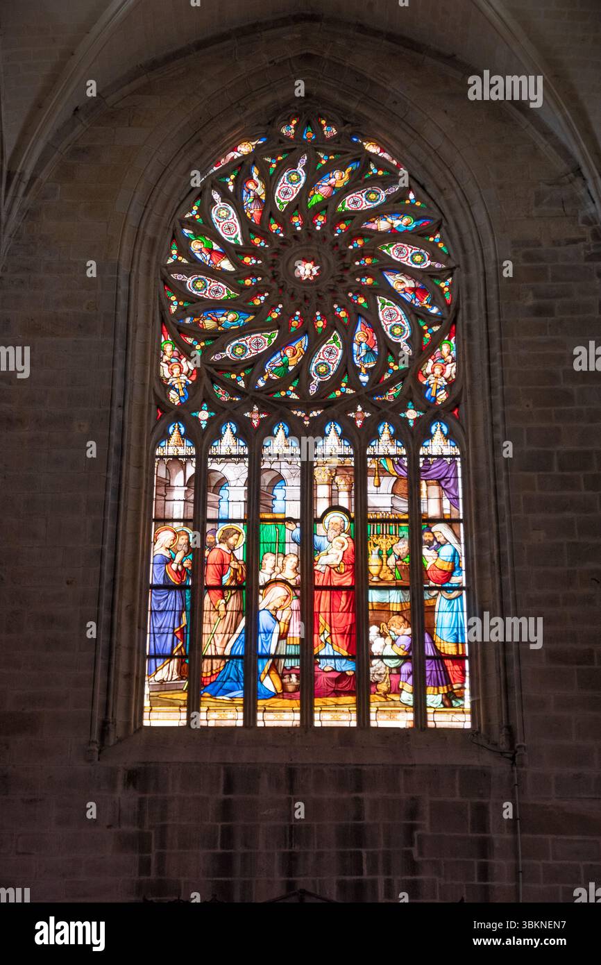 L'église Rose-fenêtre de Saint Malo, Dinan Banque D'Images