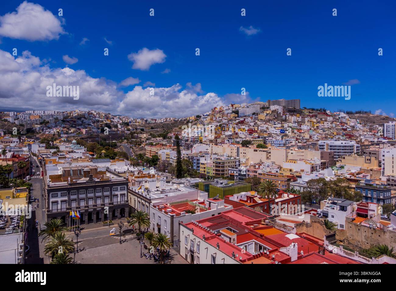 Vue aérienne de la vieille ville de Vegueta à Las Palmas, Grande Canarie (Espagne) Banque D'Images