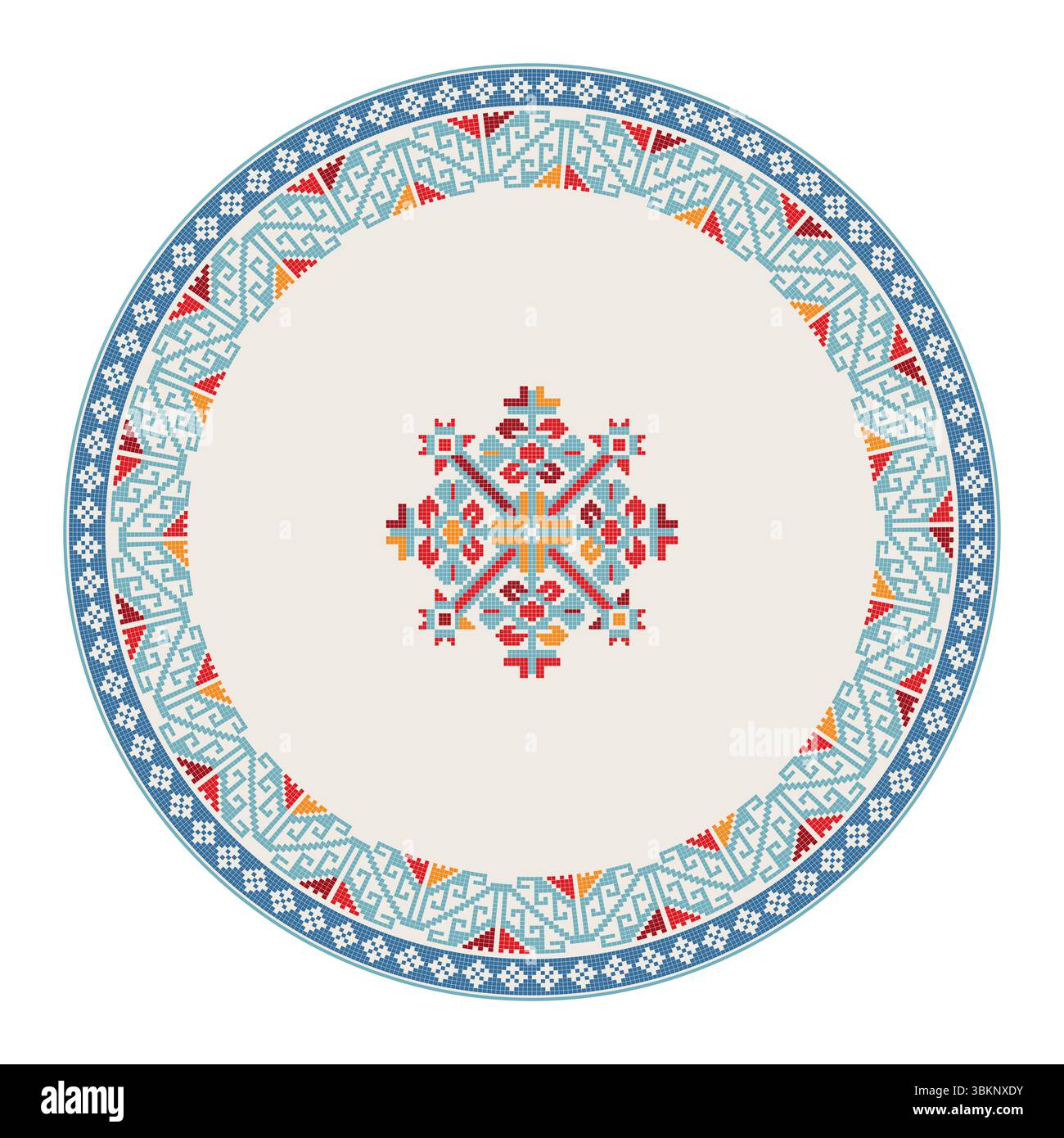 Traditionnel mexicain Teenek Huastec élément de conception de broderie sur fond blanc, illustration vectorielle Illustration de Vecteur