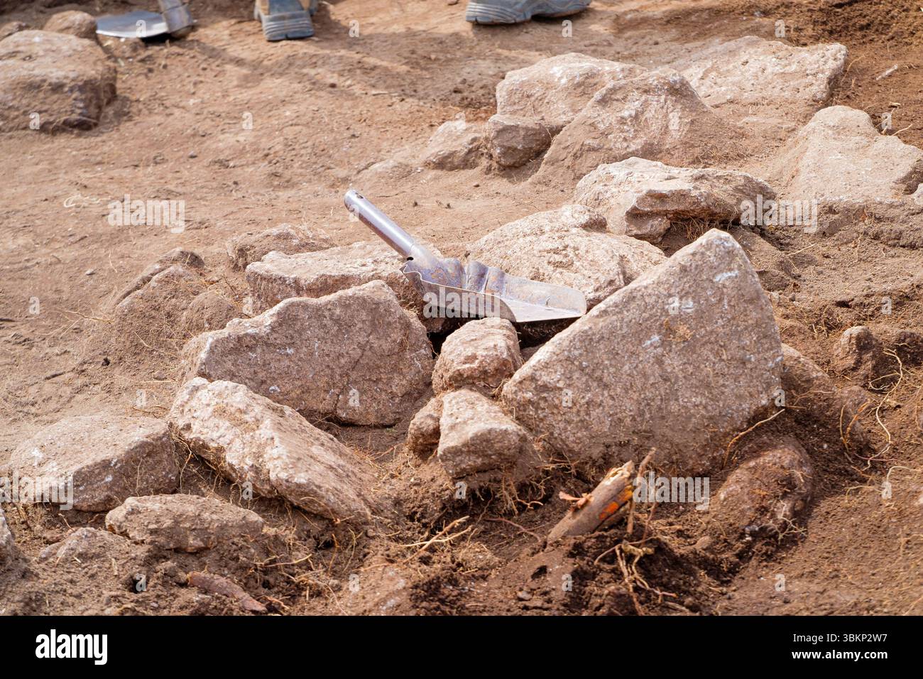Concept de travail acharné et de découverte en archéologie. Banque D'Images