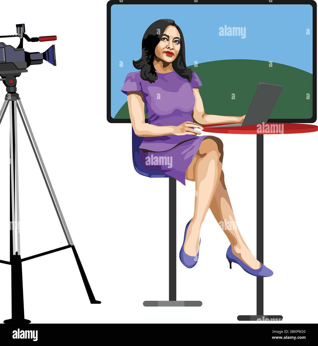 Television News Anchor occupation People action Illustration de Vecteur