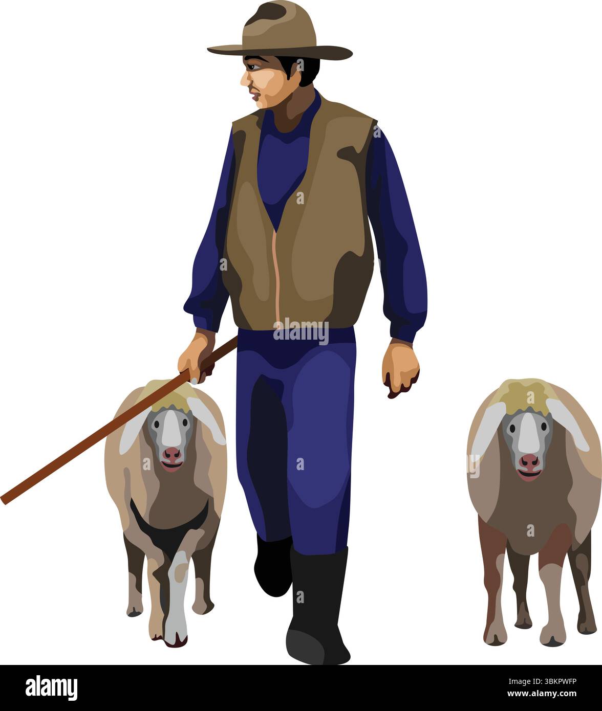 Sheep Shepherd occupation People action Illustration de Vecteur