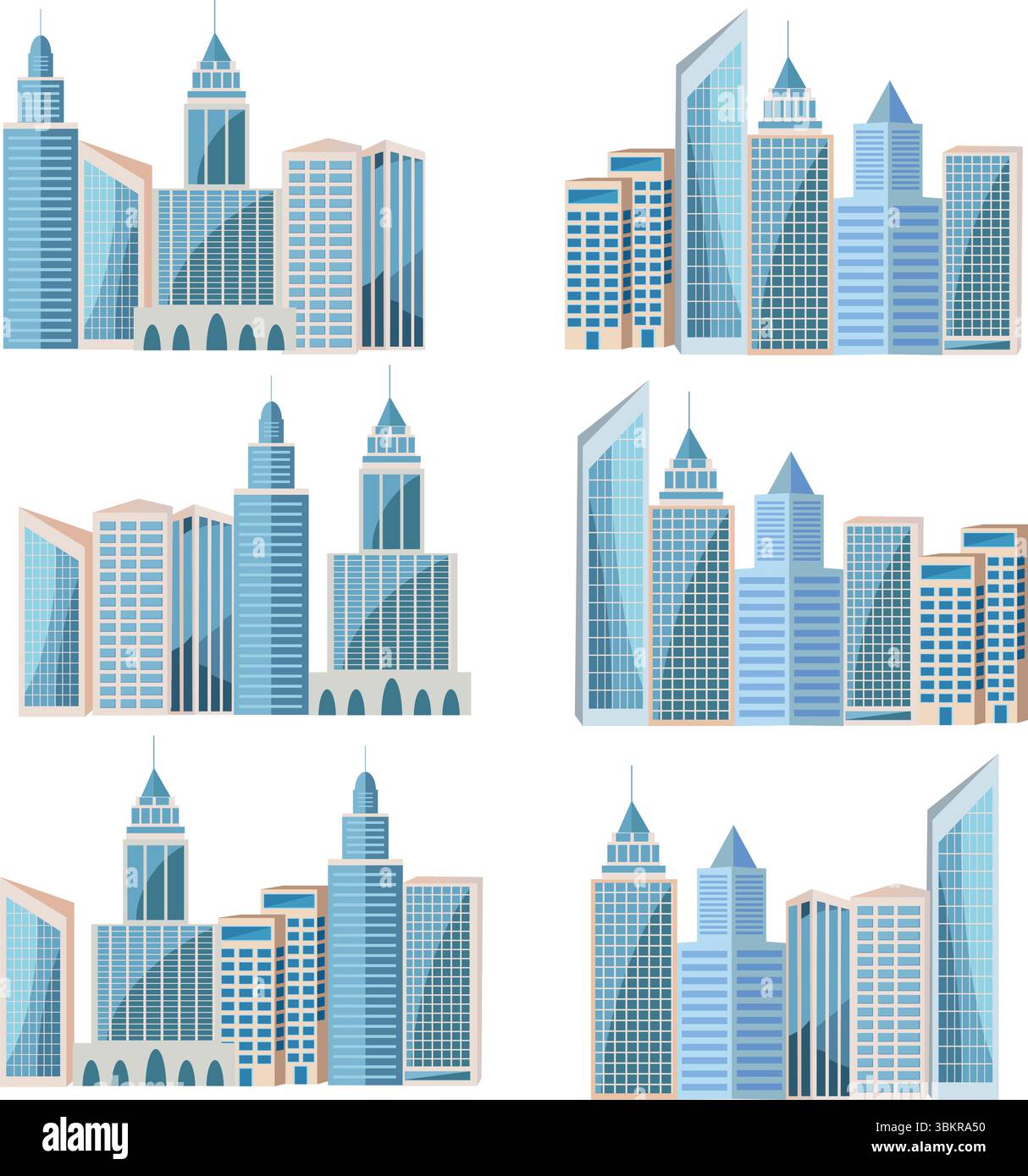 Les groupes Modern City Buildings définissent la conception vectorielle de collection Illustration de Vecteur