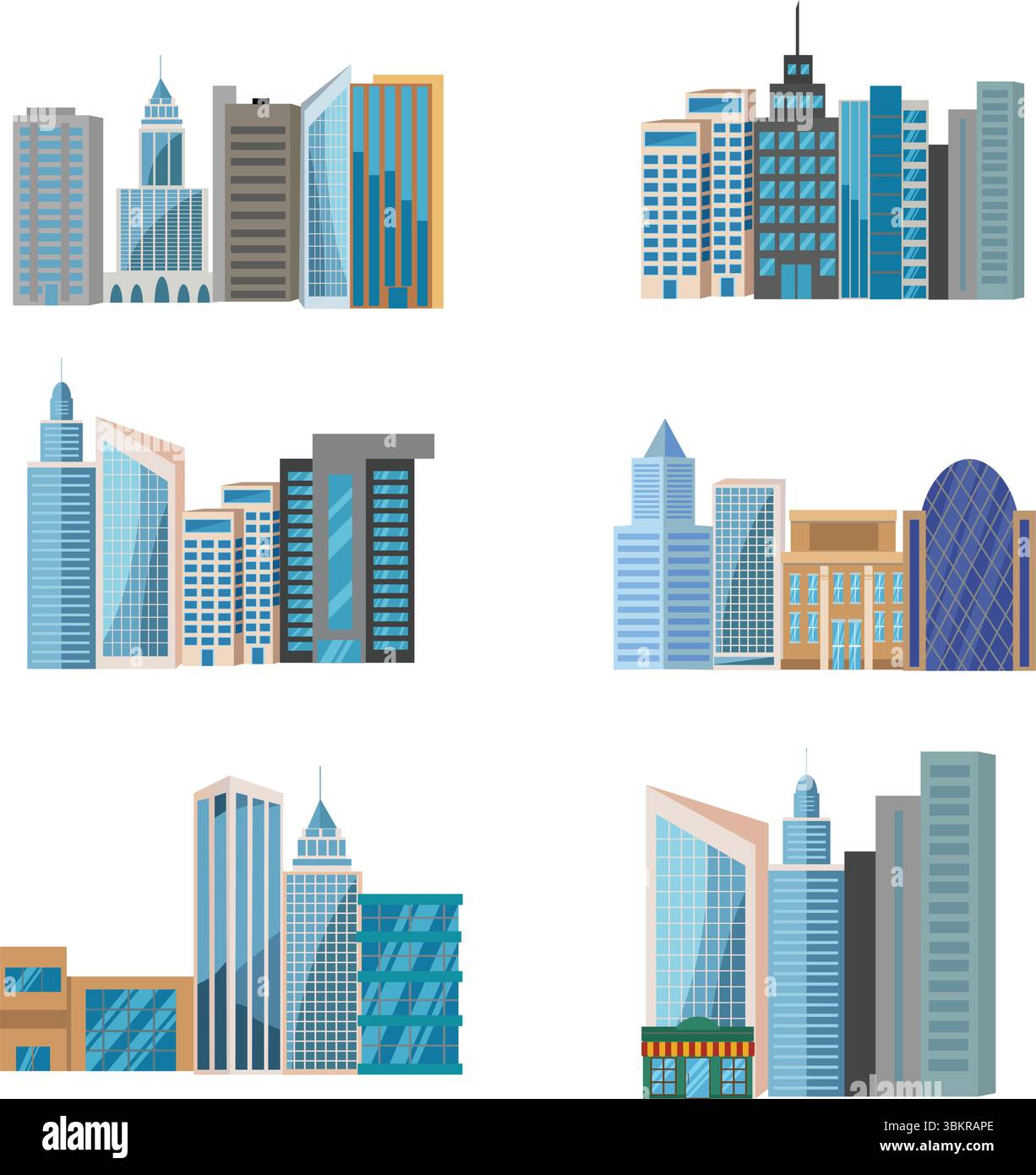 Les groupes Modern City Buildings définissent la conception vectorielle de collection Illustration de Vecteur