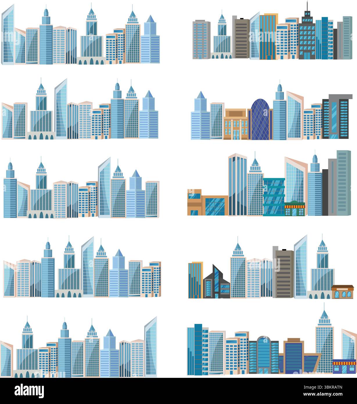 Les groupes Modern City Buildings définissent la conception vectorielle de collection Illustration de Vecteur
