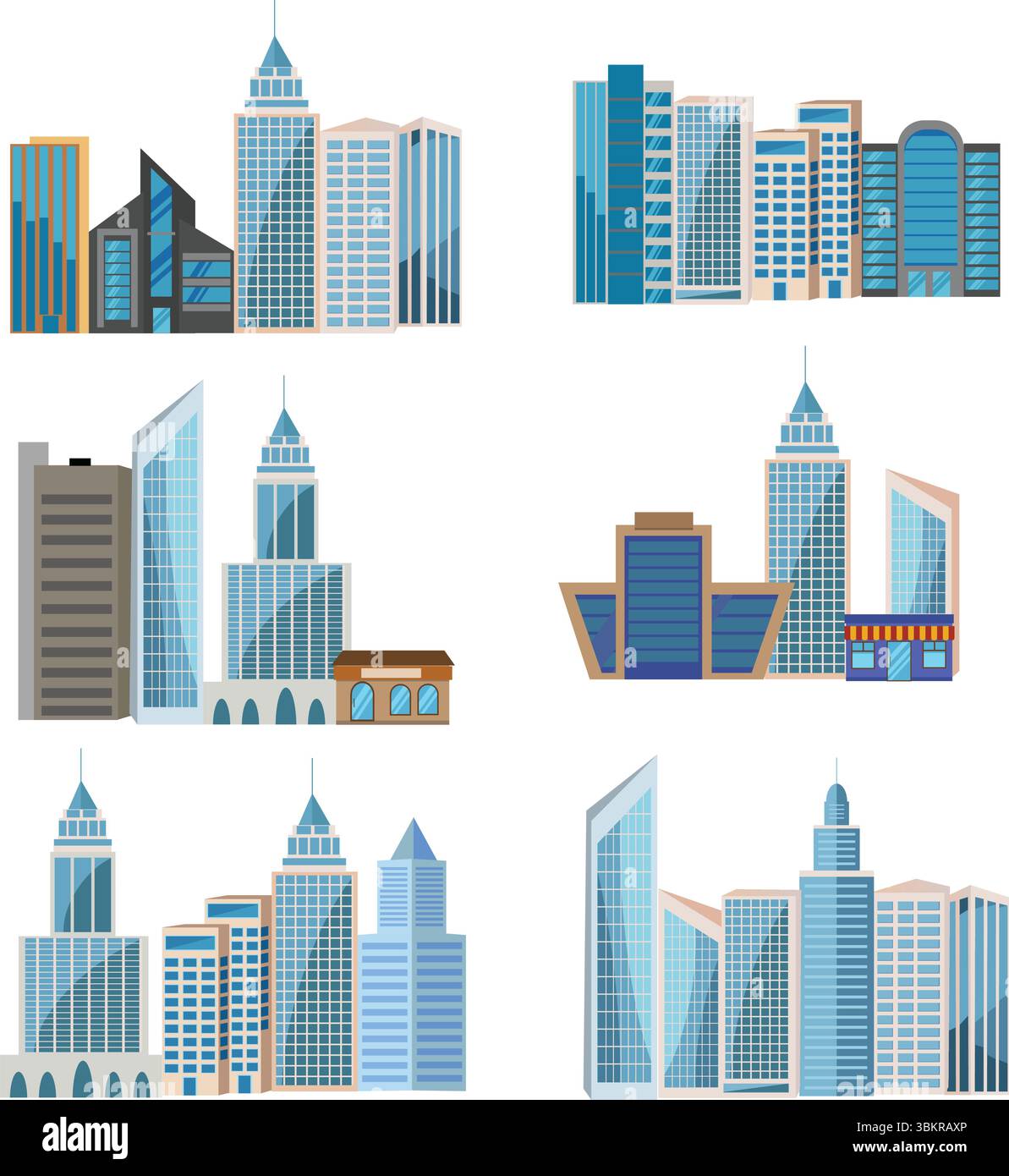 Les groupes Modern City Buildings définissent la conception vectorielle de collection Illustration de Vecteur