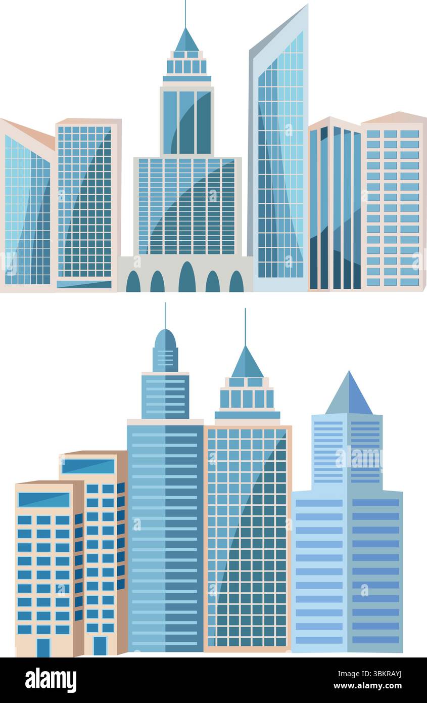 Les groupes Modern City Buildings définissent la conception vectorielle de collection Illustration de Vecteur