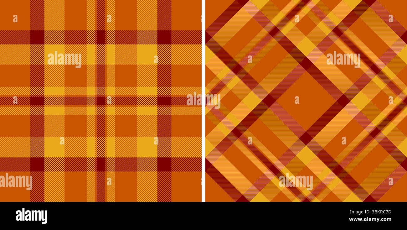 Motifs textiles chaleureux et invitants. Deux variantes de motifs plaidtartan automnés. Parfait pour les arrière-plans saisonniers, les imprimés en tissu ou les motifs rustiques Illustration de Vecteur