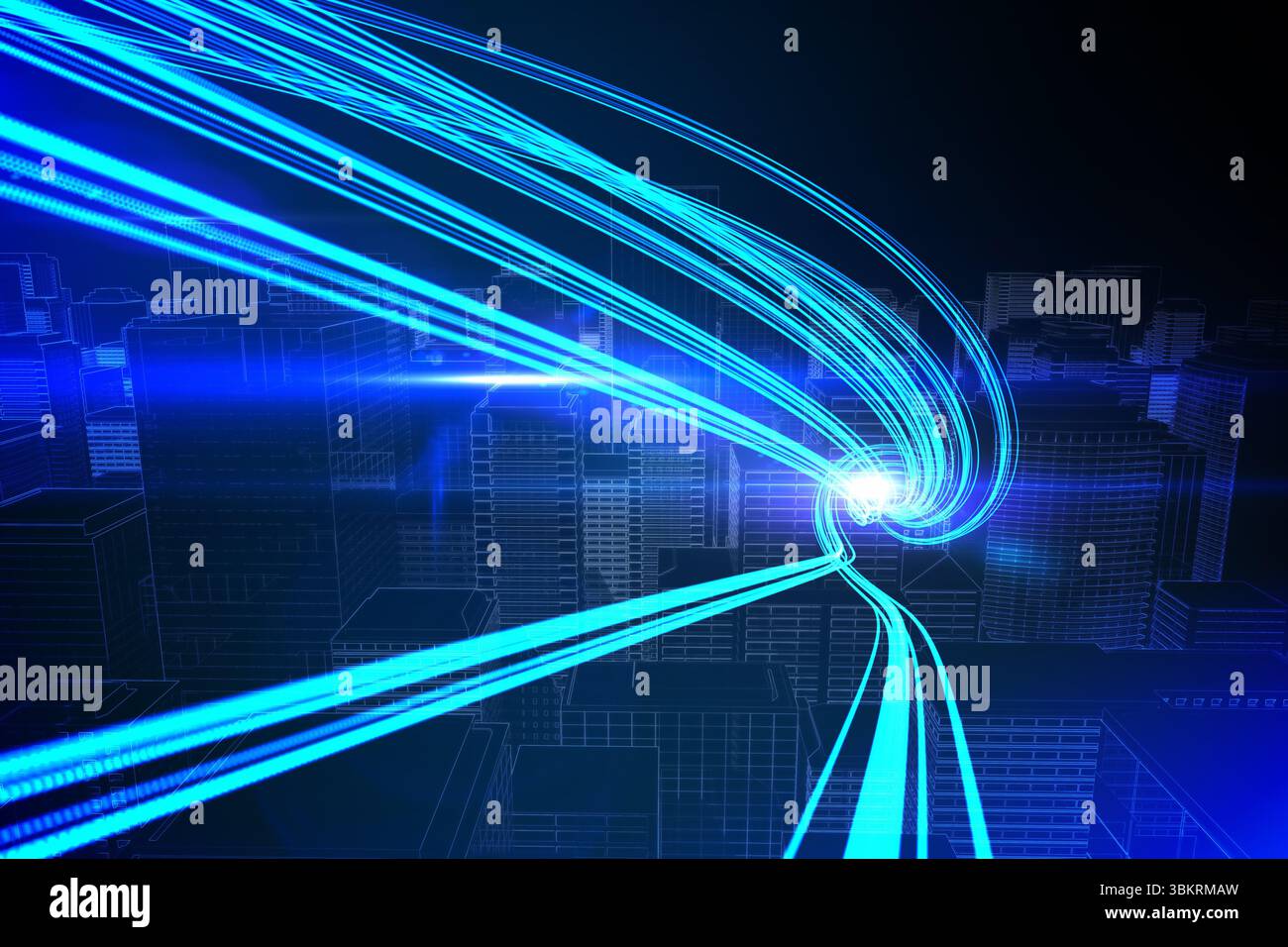 Lumière bleue au dessus des gratte-ciel Banque D'Images