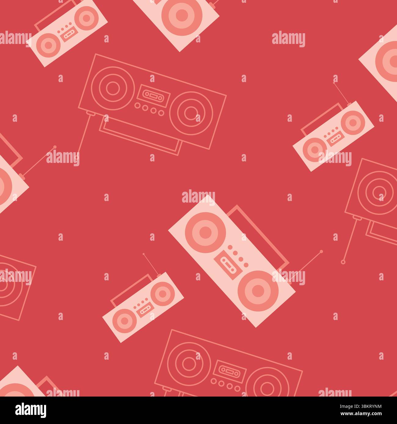 Illustration des icônes de la radio sur fond rouge Banque D'Images