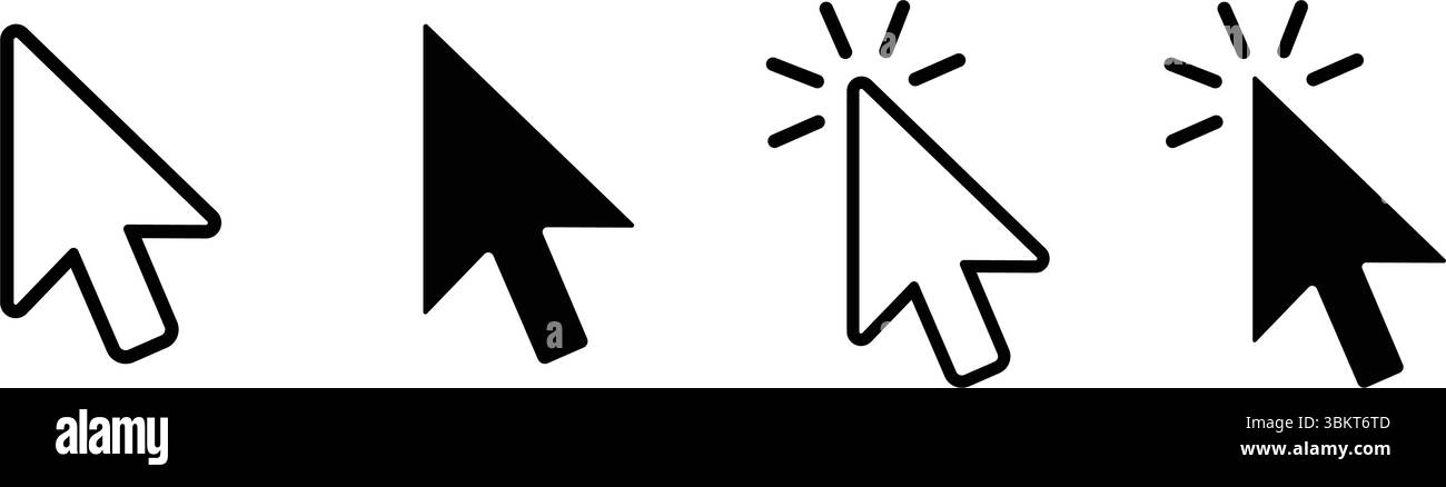 Cliquez sur les icônes de curseur, icône de curseur de main, icône de souris d'ordinateur, collection de flèche de curseur de clic, curseur de pointeur, icône de pointage, chargement des icônes de clic Illustration de Vecteur