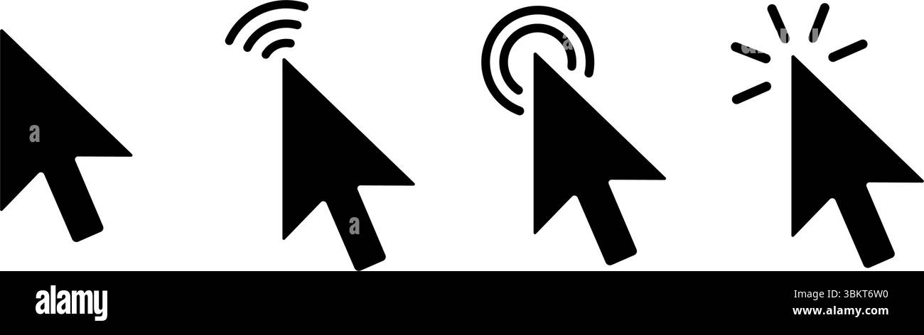 Cliquez sur les icônes de curseur, icône de curseur de main, icône de souris d'ordinateur, collection de flèche de curseur de clic, curseur de pointeur, icône de pointage, chargement des icônes de clic Illustration de Vecteur