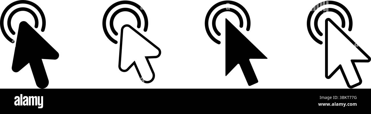 Cliquez sur les icônes de curseur, icône de curseur de main, icône de souris d'ordinateur, collection de flèche de curseur de clic, curseur de pointeur, icône de pointage, chargement des icônes de clic Illustration de Vecteur