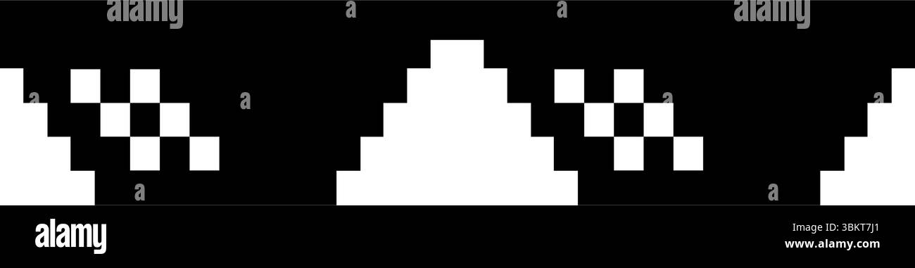 Icône de lunettes de pixel, pixel art Shades cool Thug Life meme glasses vecteur symbole, élément pixelisé de mème gangster 8 bits, lunettes de soleil rétro 3D. Illustration de Vecteur