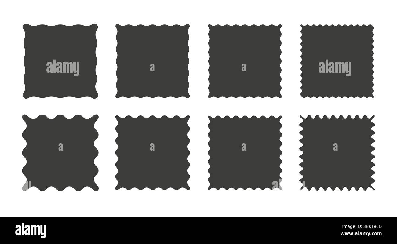 Autocollant dentelé ou ensemble de timbres avec des bords ondulés Illustration de Vecteur