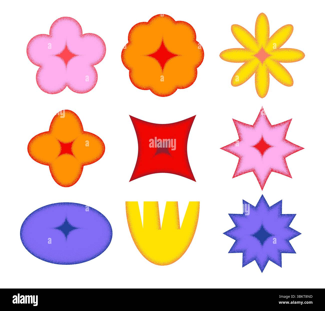 Icône géométrique de fleur avec texture granuleuse Illustration de Vecteur