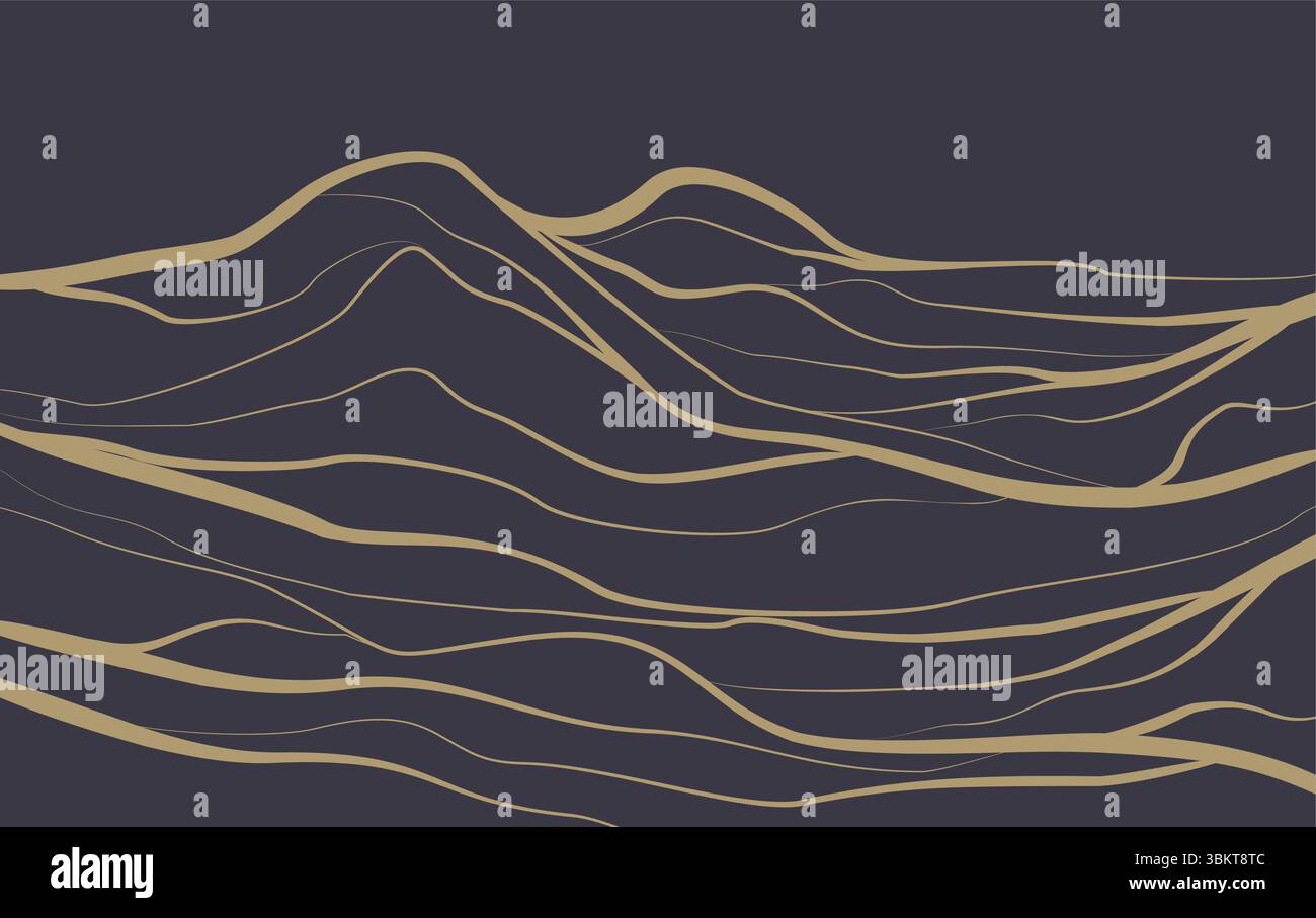 Abstrait Mountain Line Art minimaliste Design vecteur de fond Illustration de Vecteur