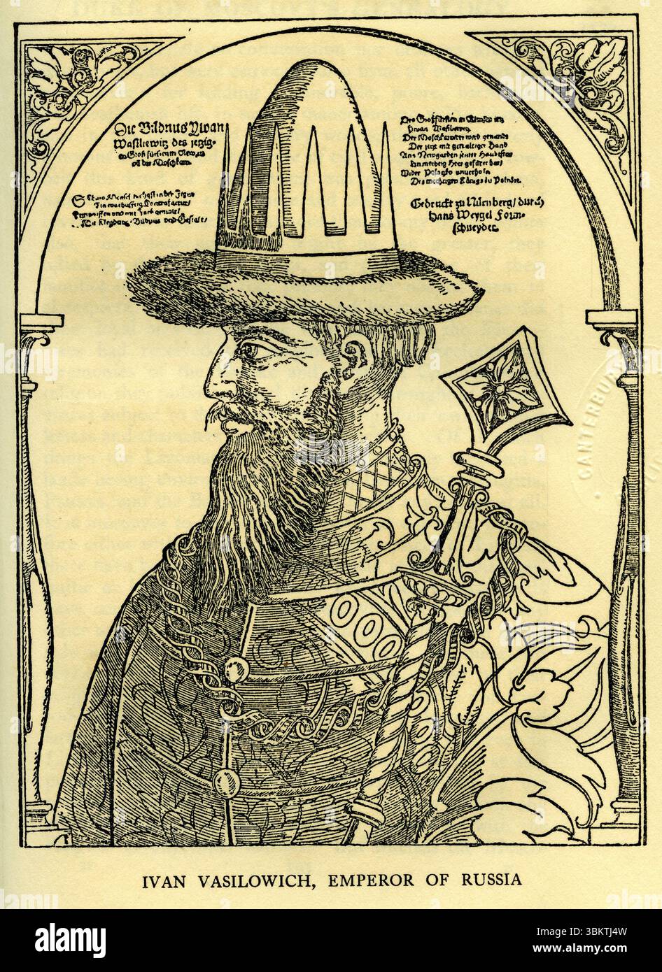 Ivan III, alias Ivan le Grand, empereur de Russie, extrait des livres de Richard Hakluyt sur les principaux voyages traffiques et découvertes de la Nation anglaise, 1604 Banque D'Images