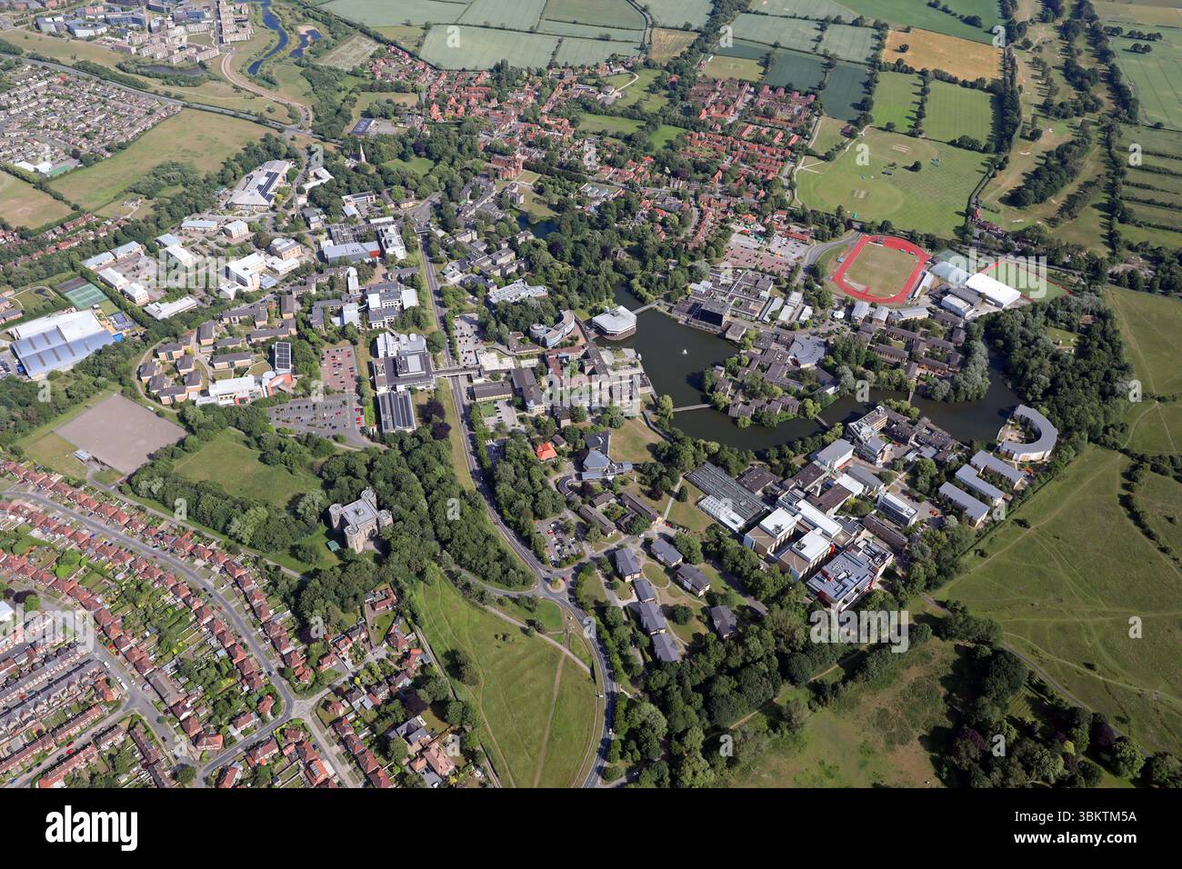 Vue aérienne de l'Université York, Heslington, York Banque D'Images