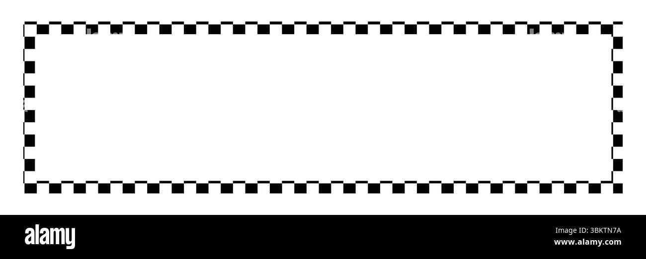 Cadre carré avec imprimé à carreaux. Vignette rectangulaire avec damier, drapeau de rallye ou motif de jeu d'échecs isolé sur fond blanc. Illustration de Vecteur
