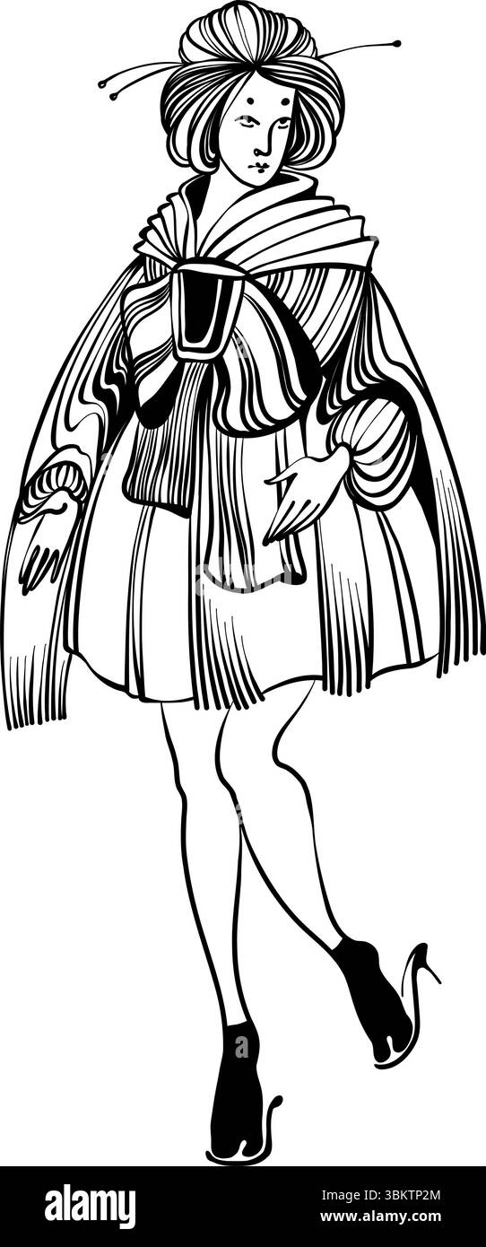 Vector femmes dans des tenues kimono Illustration de Vecteur