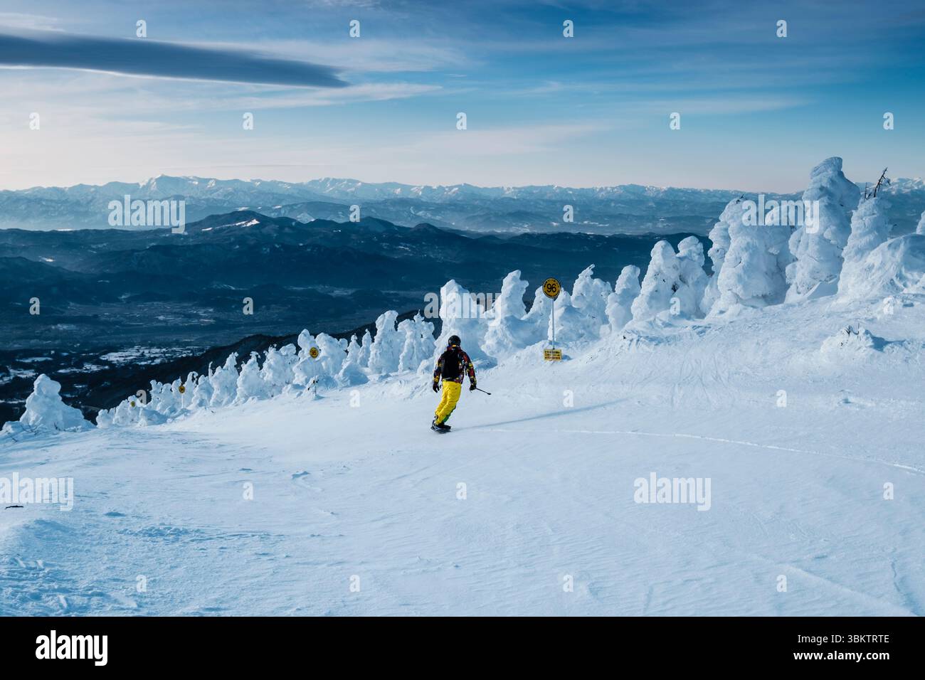 Ski sur le mont Zao, préfecture de Yamagata, Japon. Banque D'Images