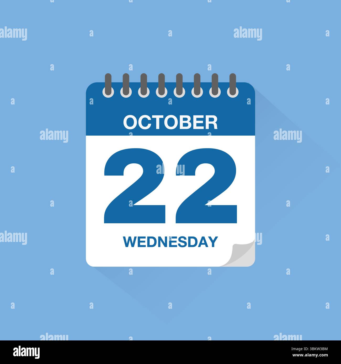 Calendrier journalier avec date 22 octobre. Vecteur d'icône de calendrier. Rappel de calendrier d'événements, signe de date de planification de réunion d'affaires, symbole de date de rendez-vous. Illustration de Vecteur