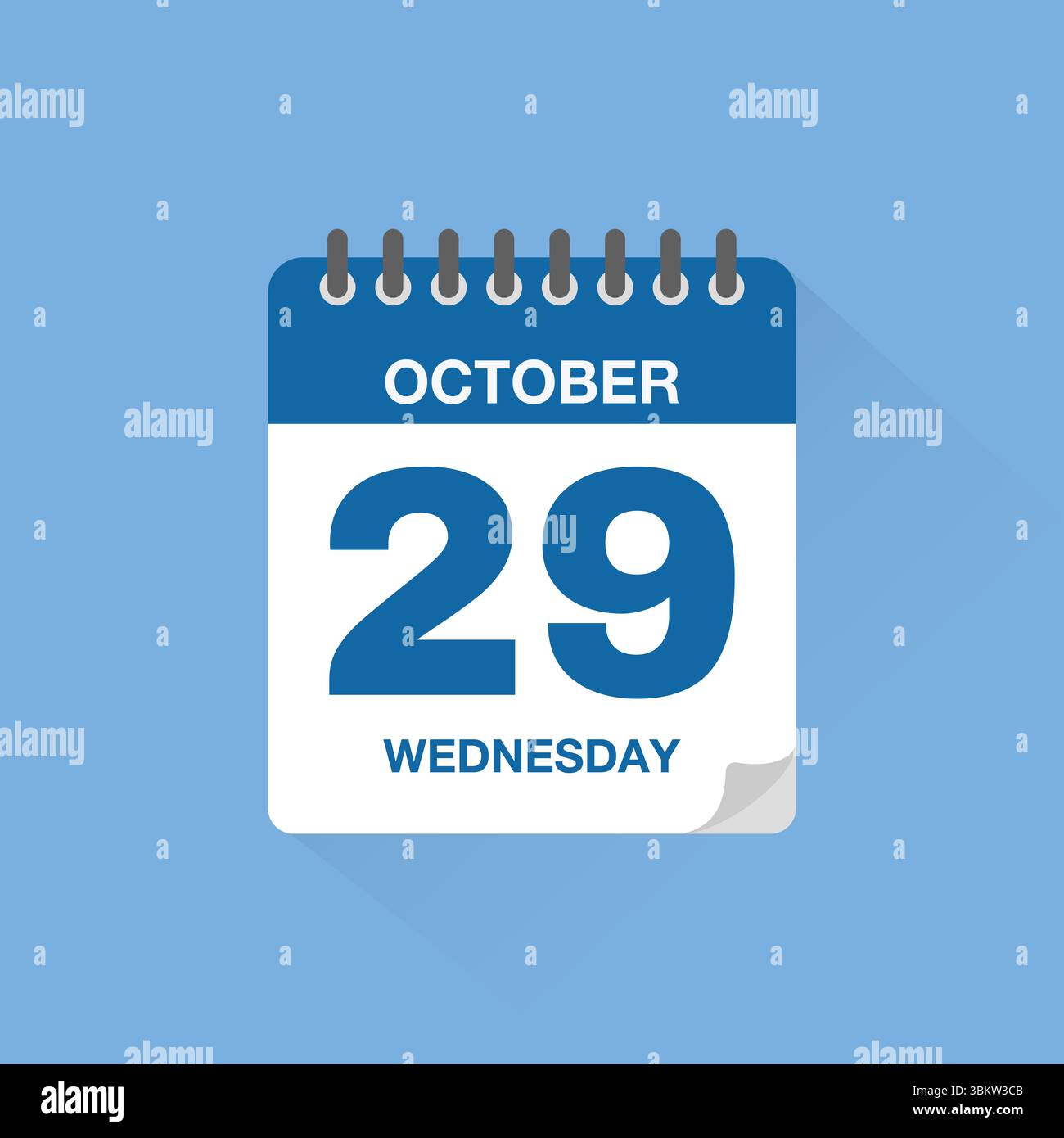 Calendrier journalier avec date octobre 29. Vecteur d'icône de calendrier. Rappel de calendrier d'événements, signe de date de planification de réunion d'affaires, symbole de date de rendez-vous. Illustration de Vecteur