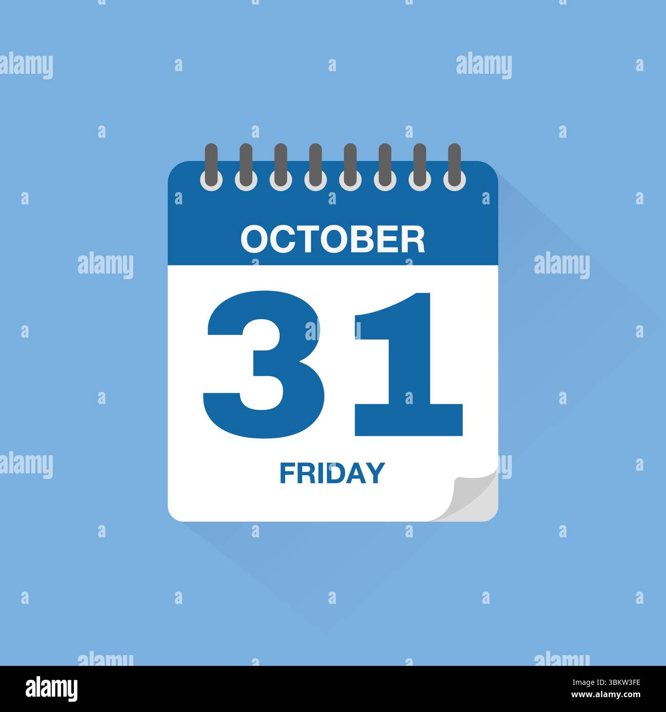 Calendrier journalier avec date octobre 31. Vecteur d'icône de calendrier. Rappel de calendrier d'événements, signe de date de planification de réunion d'affaires, symbole de date de rendez-vous. Illustration de Vecteur