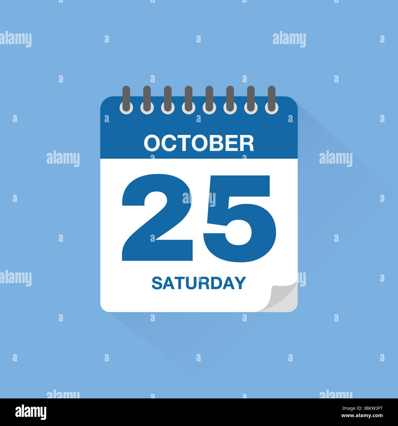 Calendrier journalier avec date octobre 25. Vecteur d'icône de calendrier. Rappel de calendrier d'événements, signe de date de planification de réunion d'affaires, symbole de date de rendez-vous. Illustration de Vecteur