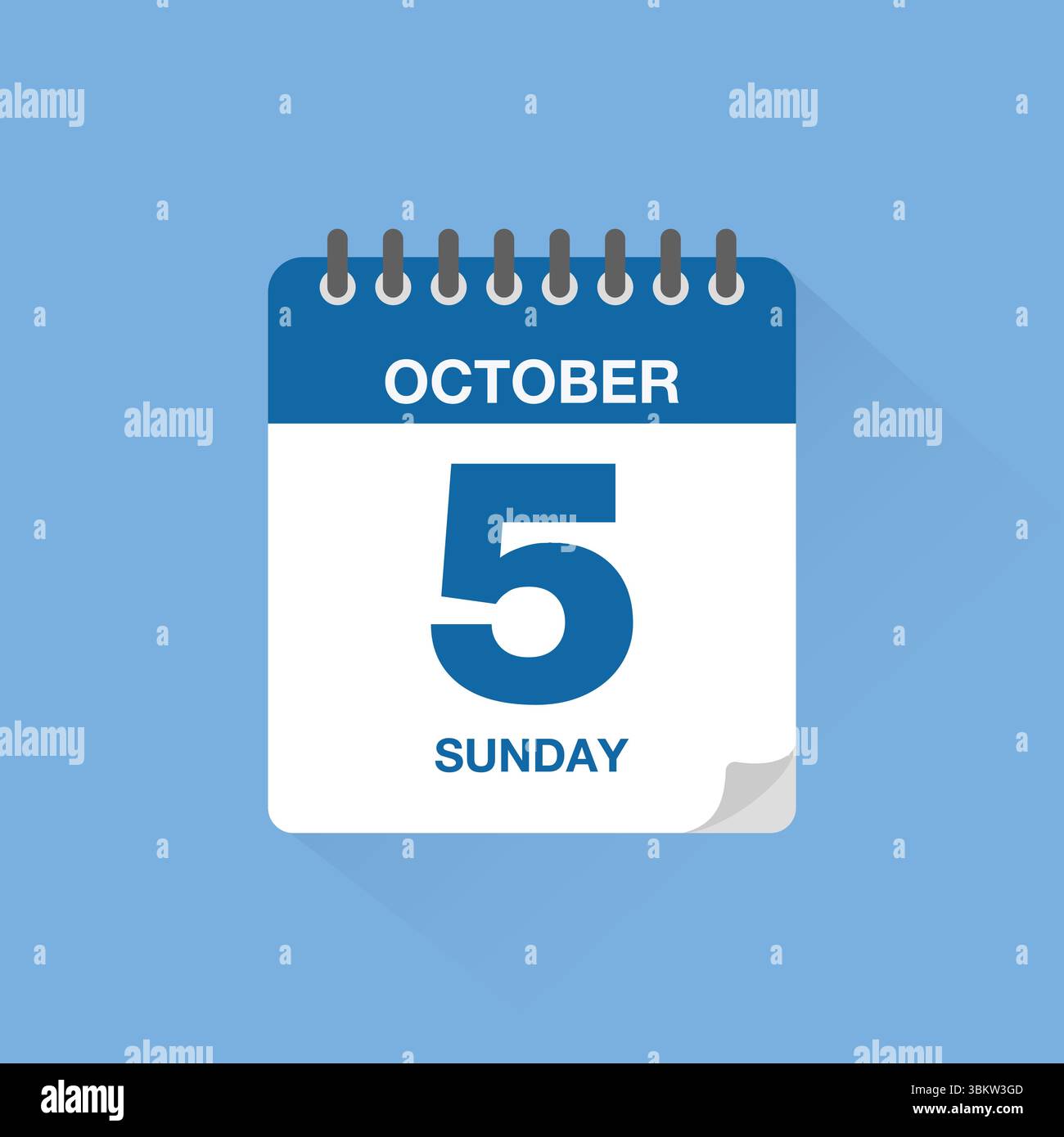 Calendrier journalier avec date le 5 octobre. Vecteur d'icône de calendrier. Rappel de calendrier d'événements, signe de date de planification de réunion d'affaires, symbole de date de rendez-vous. Illustration de Vecteur