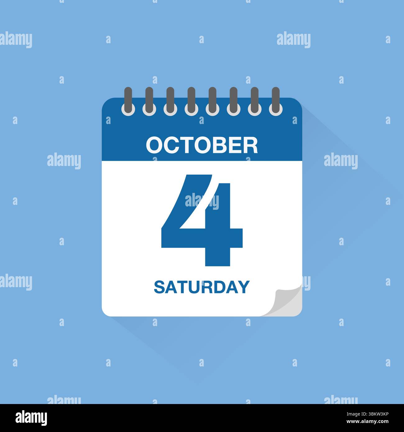 Calendrier journalier avec date le 4 octobre. Vecteur d'icône de calendrier. Rappel de calendrier d'événements, signe de date de planification de réunion d'affaires, symbole de date de rendez-vous. Illustration de Vecteur