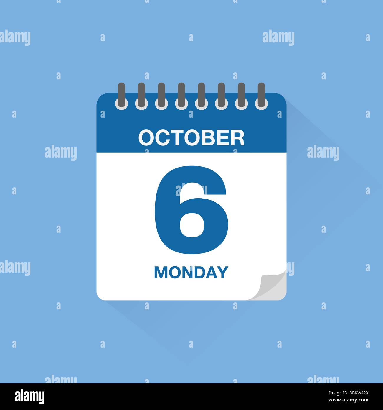 Calendrier journalier avec date le 6 octobre. Vecteur d'icône de calendrier. Rappel de calendrier d'événements, signe de date de planification de réunion d'affaires, symbole de date de rendez-vous. Illustration de Vecteur