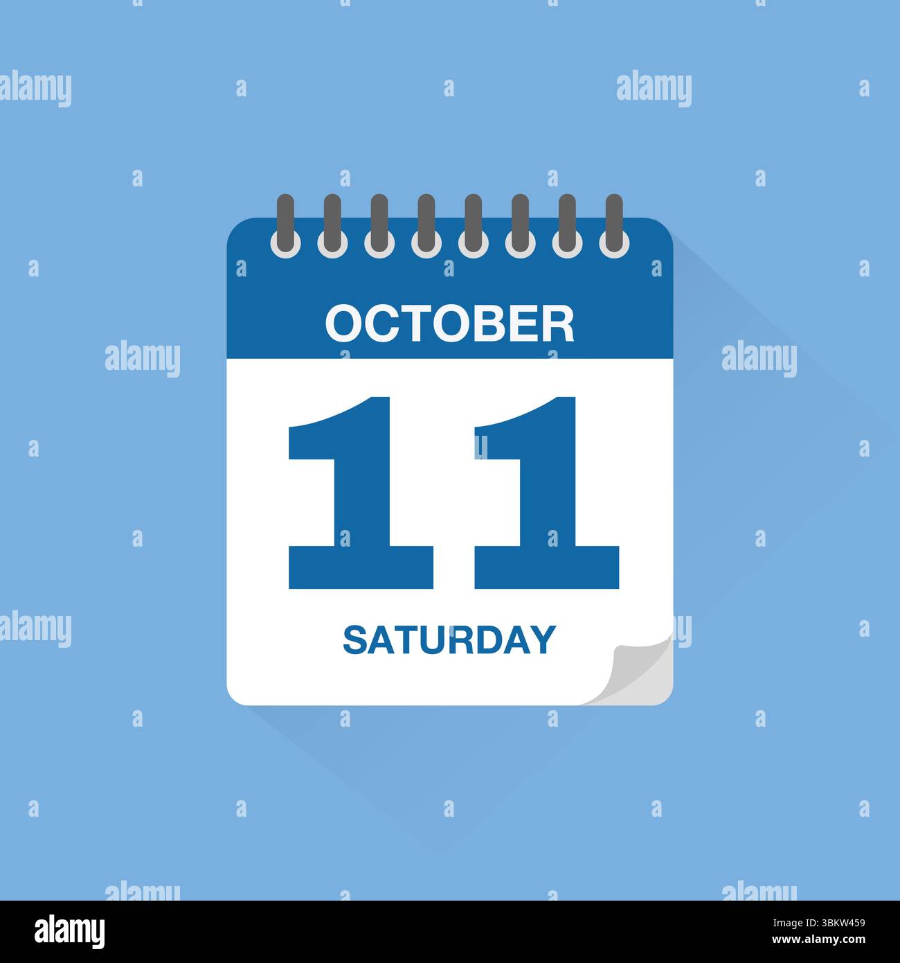 Calendrier journalier avec la date du 11 octobre. Vecteur d'icône de calendrier. Rappel de calendrier d'événements, signe de date de planification de réunion d'affaires, symbole de date de rendez-vous. Illustration de Vecteur