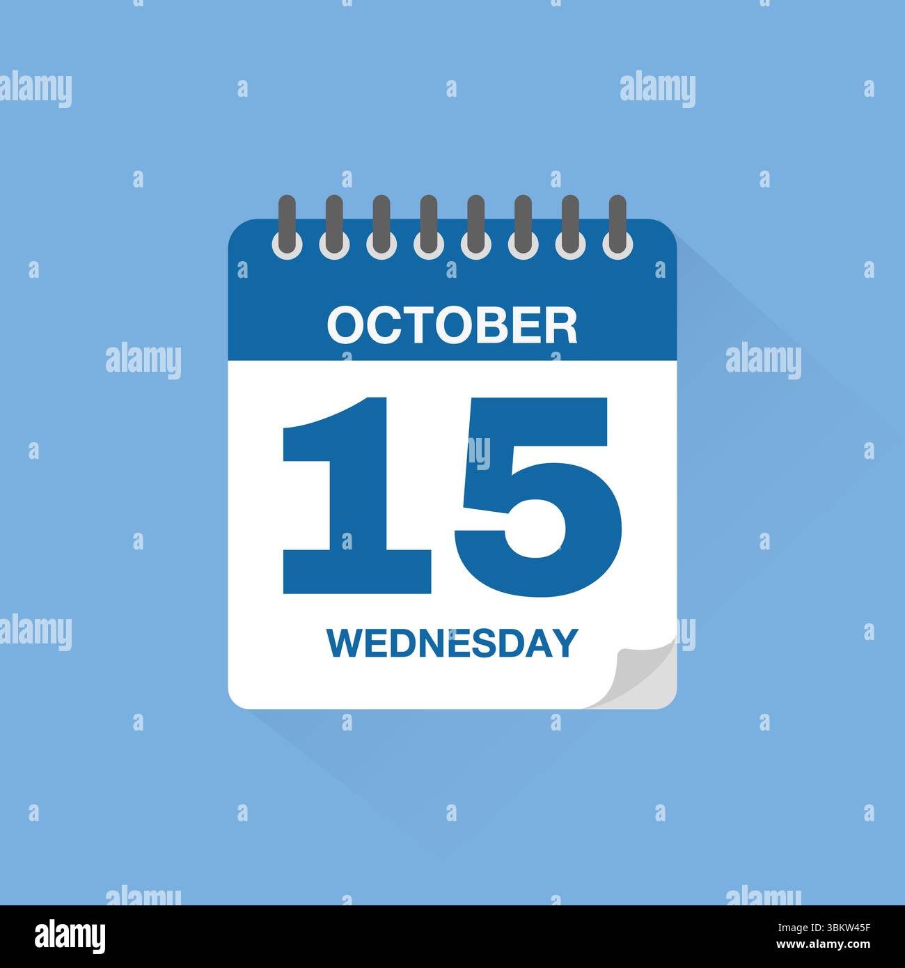 Calendrier journalier avec date le 15 octobre. Vecteur d'icône de calendrier. Rappel de calendrier d'événements, signe de date de planification de réunion d'affaires, symbole de date de rendez-vous. Illustration de Vecteur