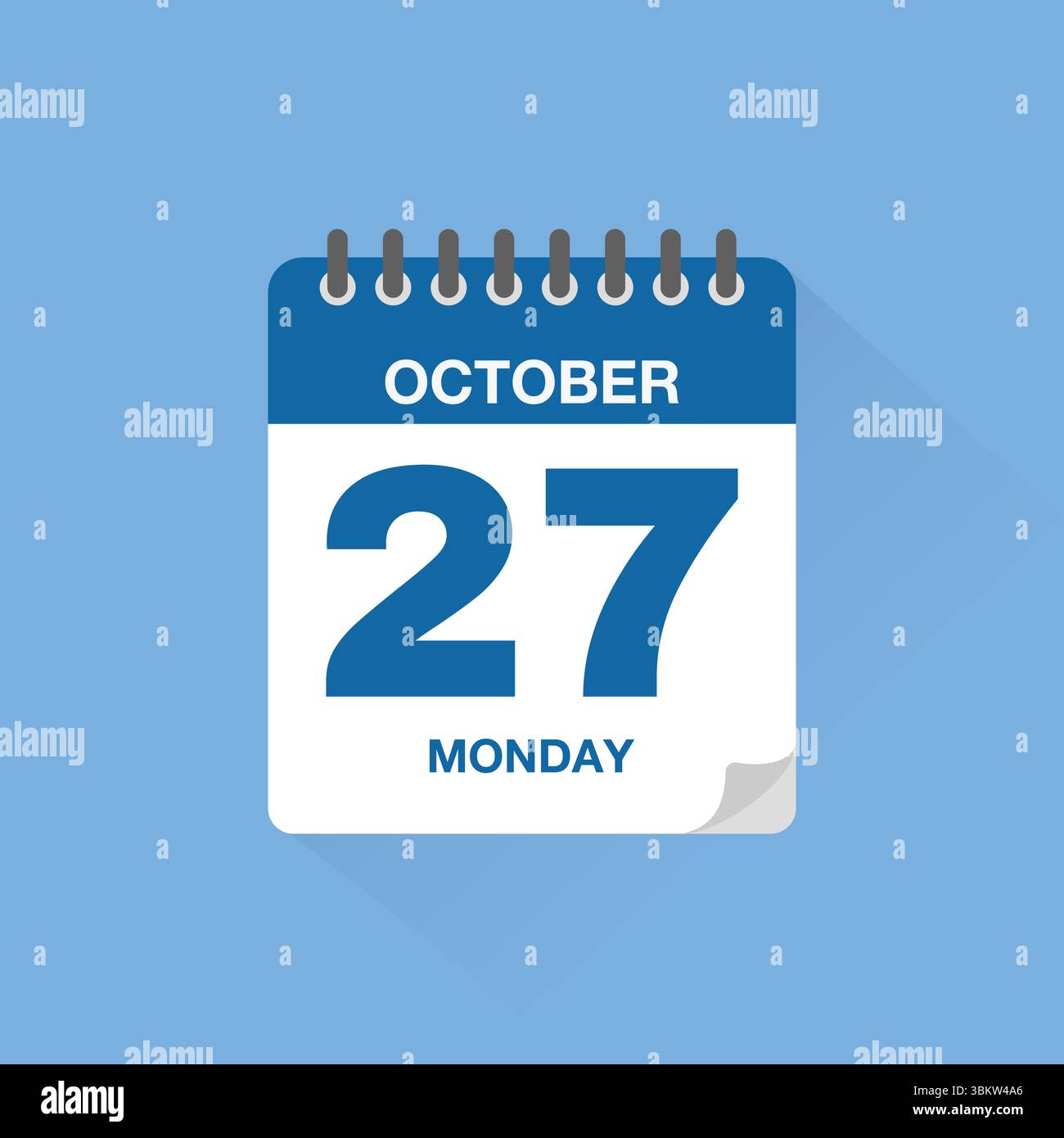 Calendrier journalier avec date octobre 27. Vecteur d'icône de calendrier. Rappel de calendrier d'événements, signe de date de planification de réunion d'affaires, symbole de date de rendez-vous. Illustration de Vecteur