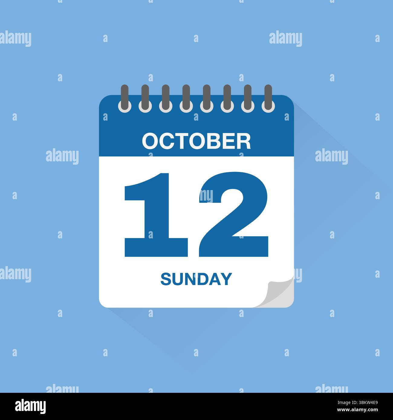 Calendrier journalier avec date le 12 octobre. Vecteur d'icône de calendrier. Rappel de calendrier d'événements, signe de date de planification de réunion d'affaires, symbole de date de rendez-vous. Illustration de Vecteur