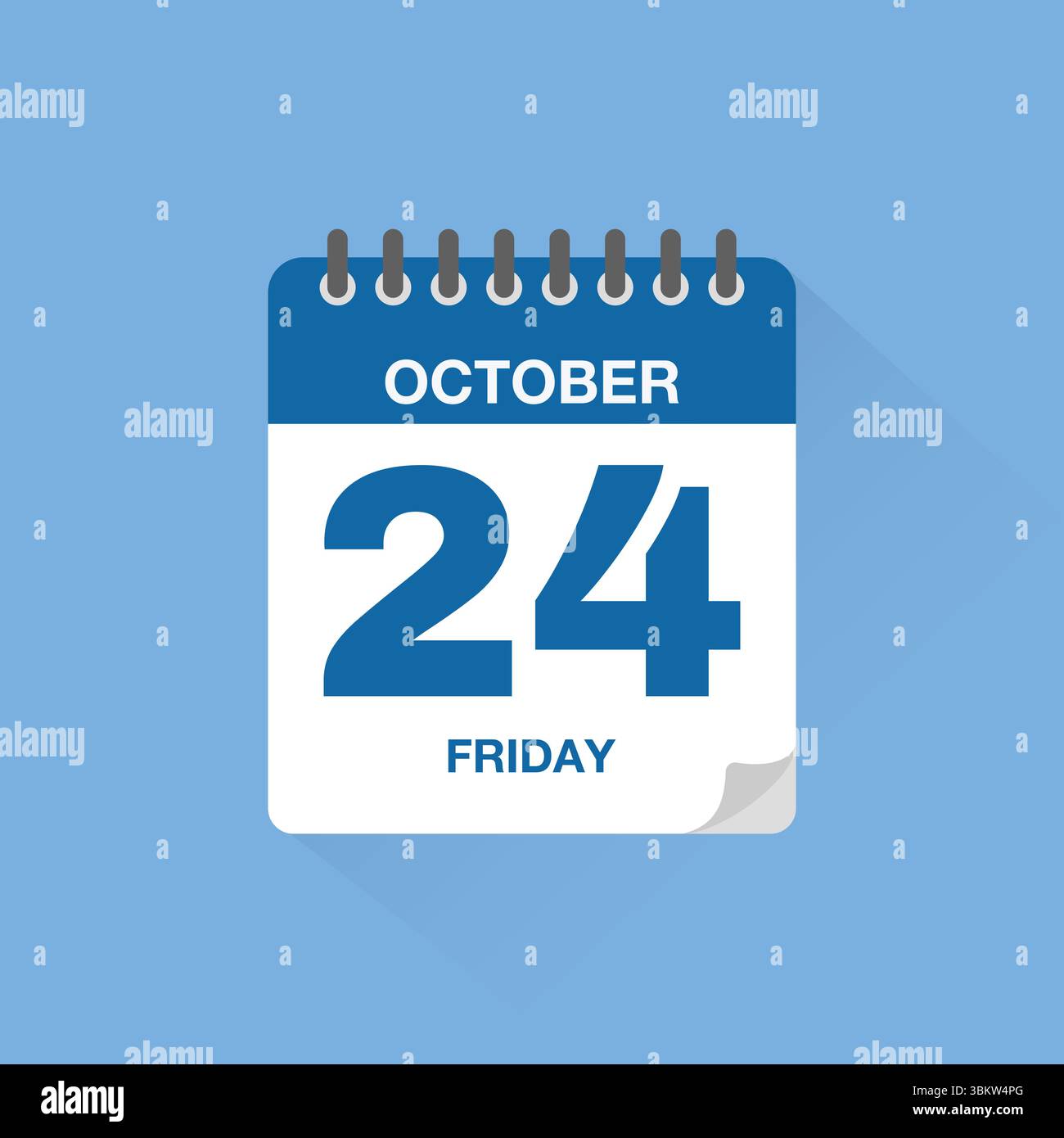 Calendrier journalier avec date le 24 octobre. Vecteur d'icône de calendrier. Rappel de calendrier d'événements, signe de date de planification de réunion d'affaires, symbole de date de rendez-vous. Illustration de Vecteur