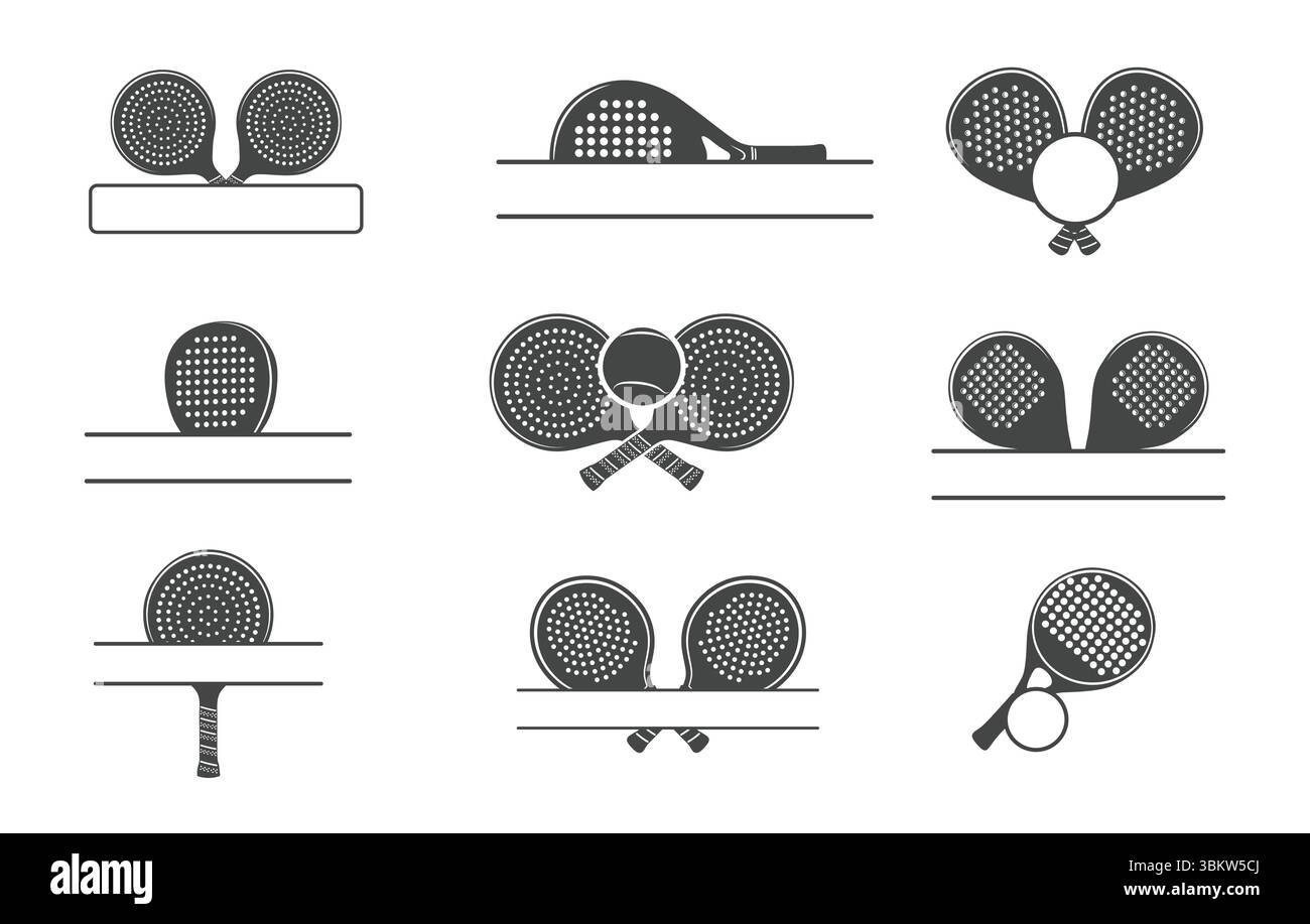 Padel Tennis monogramme logo, raquette de tennis croisée SVG, Paddle Tennis monogramme SVG, logo croisé SVG, logo croisé Paddle. Illustration de Vecteur
