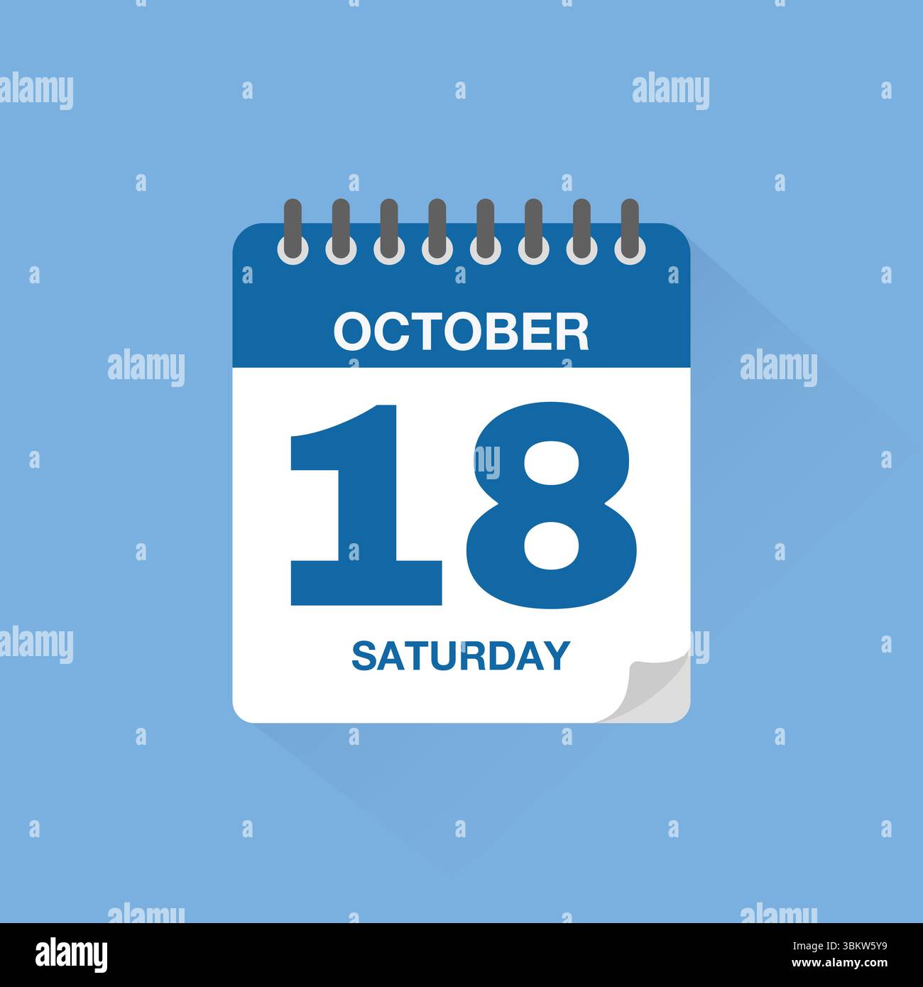 Calendrier journalier avec date le 18 octobre. Vecteur d'icône de calendrier. Rappel de calendrier d'événements, signe de date de planification de réunion d'affaires, symbole de date de rendez-vous. Illustration de Vecteur