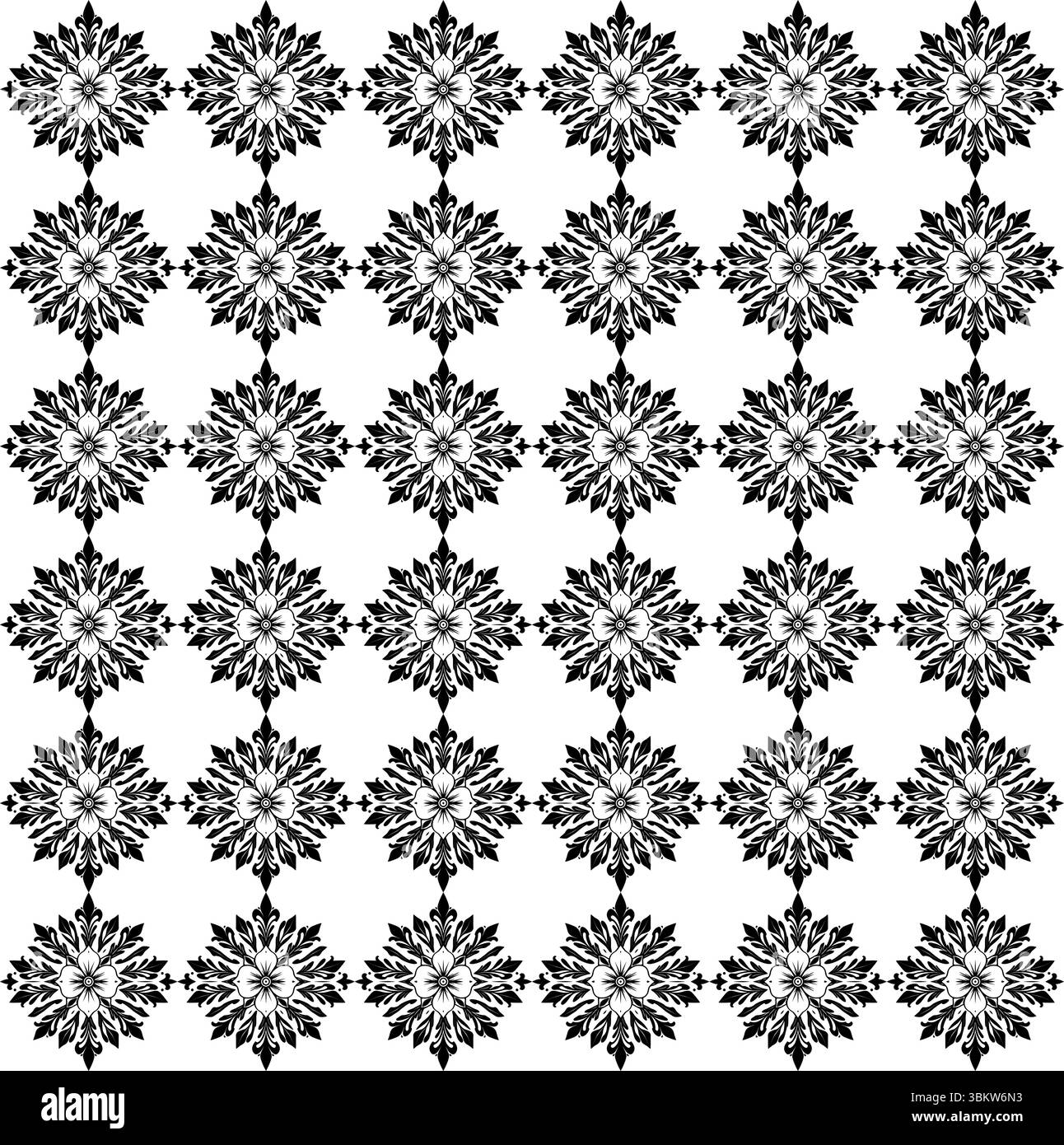 Motif textile floral noir diamant - conception symétrique sans couture Illustration de Vecteur