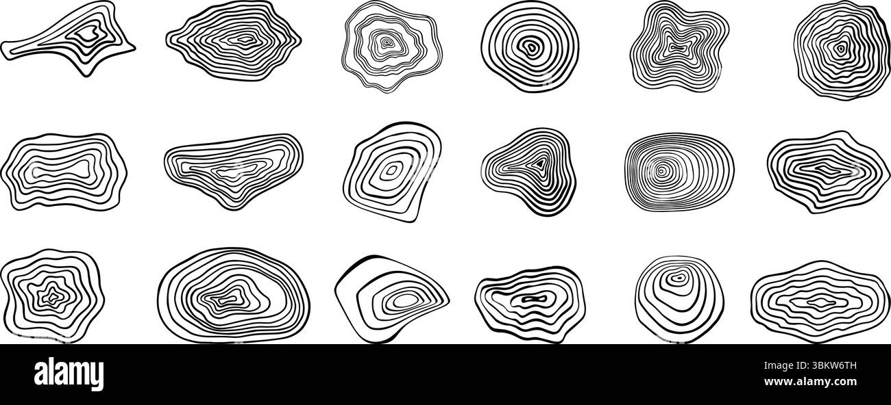 Lignes topographiques définies. Formes organiques abstraites, rayures géométriques. Textures en bois, éléments de conception de carte. Ensemble de vecteurs néotériques de forme de contour Illustration de Vecteur Lignes topographiques définies. Formes organiques abstraites, rayures géométriques. Textures en bois, éléments de conception de carte. Ensemble de vecteurs néotériques de forme de contour Illustration de Vecteur