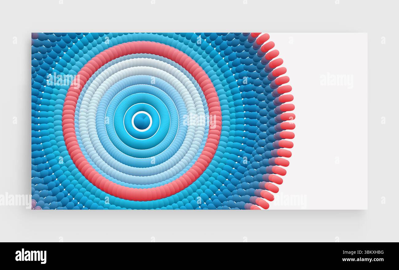 Motif circulaire abstrait composé de sphères de couleur et d'ellipses. Illustration vectorielle. Effet dynamique. Modèle de conception de couverture. Peut être utilisé pour la publicité Illustration de Vecteur