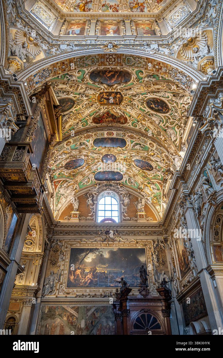 Plafond de Cappella Colleoni, Bergame, Lombardie, Italie Banque D'Images
