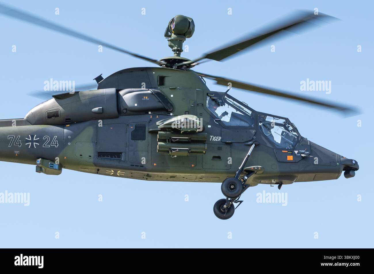 Un hélicoptère d'attaque Eurocopter EC665 Tiger du corps d'aviation de l'armée allemande. Banque D'Images