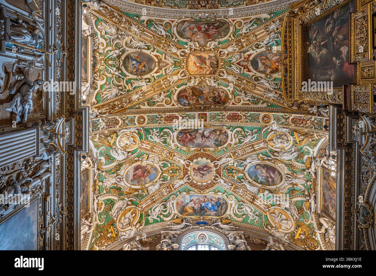 Plafond de Cappella Colleoni, Bergame, Lombardie, Italie Banque D'Images