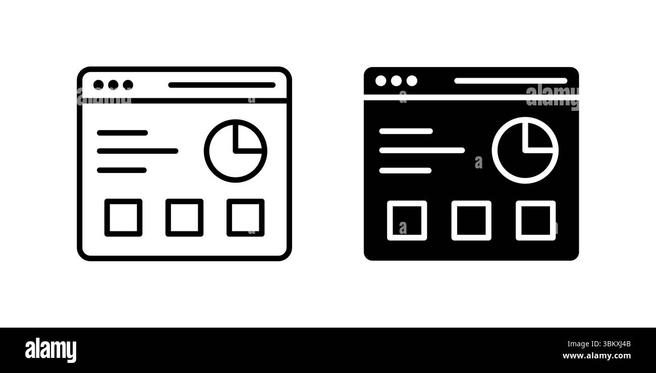 Jeu d'icônes d'interface utilisateur de tableau de bord moderne représentant les panneaux de contrôle, la gestion des données et les interfaces utilisateur. Idéal pour les applications Web, l'analyse et l'administration système Illustration de Vecteur