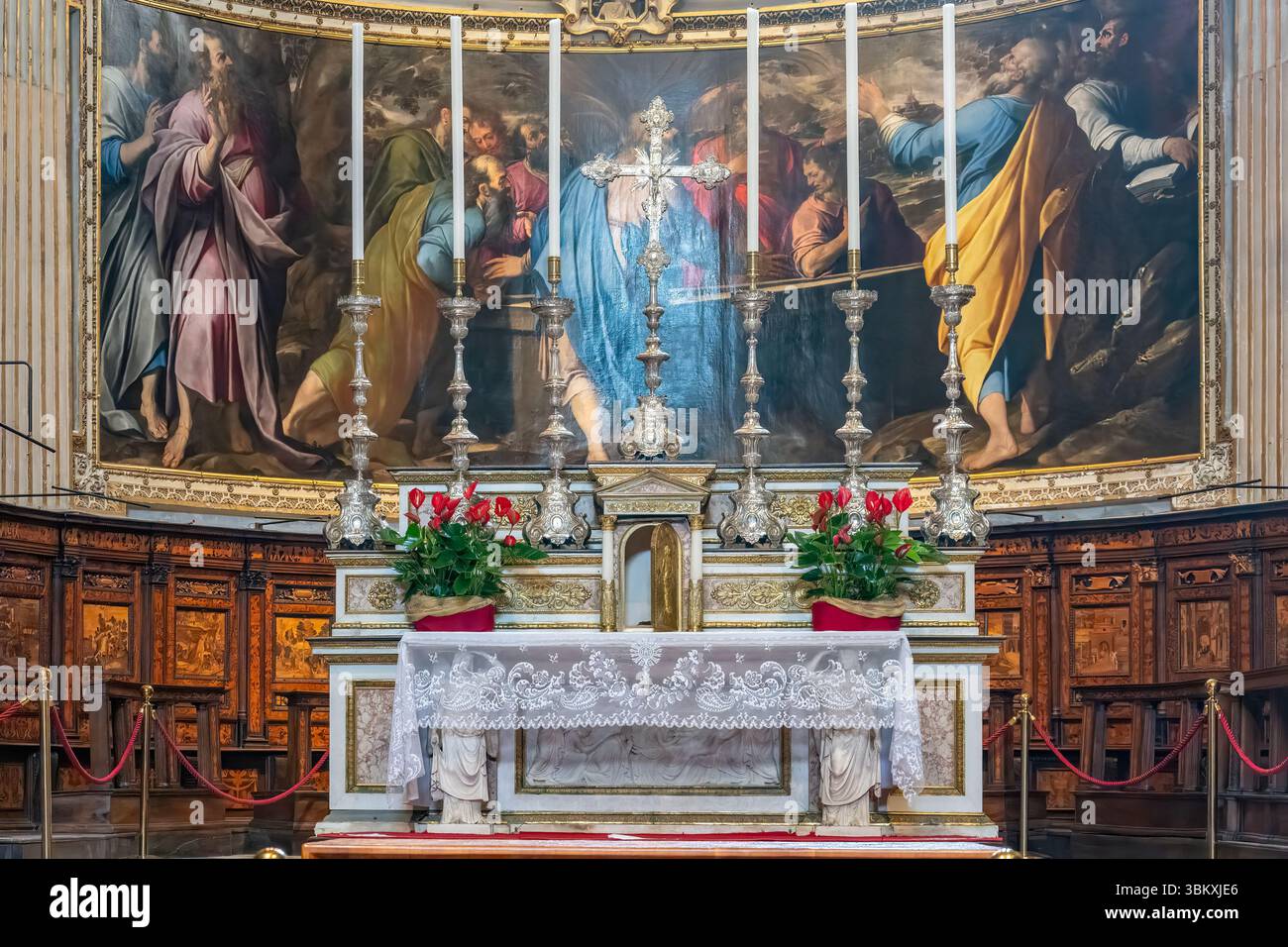 Autel à Cappella Colleoni, Bergame, Lombardie, Italie Banque D'Images